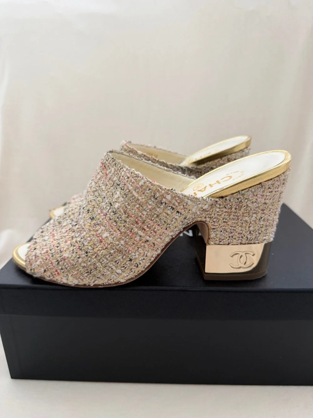 CHANEL Tweed Mules